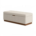 Sitzbank mit Stauraum 120 x 45 x 48 cm Textil Creme/Braun gepolstert modern