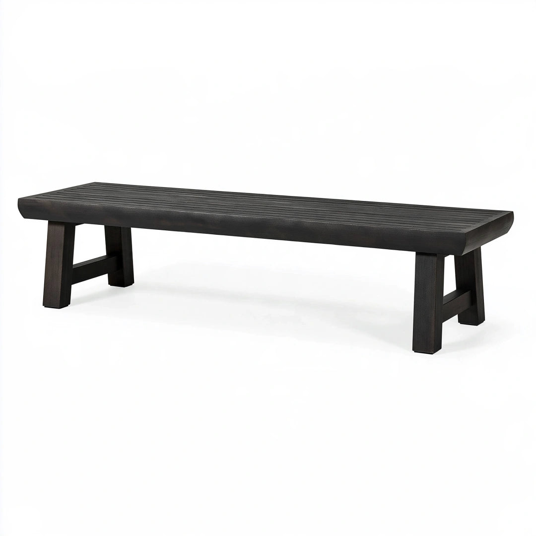 Sitzbank 180 x 35 x 45 cm Holz Schwarz mit Lattenfläche