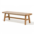 Sitzbank 150 x 40 x 45 cm Holz Natur mit Geflecht im skandinavischen Stil