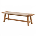 Sitzbank 140 x 40 x 45 cm Holz Natur mit geflochtener Kordelsitzfläche Skandinavisch