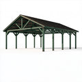 Holzcarport 600 x 500 x 300 cm Grün mit schwarzem Wellblechdach - freistehender Unterstand