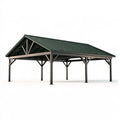 Carport 600 x 600 x 330 cm Holz Metall Grün freistehender Satteldach Unterstand