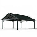 Metall Carport 600 x 400 x 280 cm Schwarz mit Satteldach für Außenbereich