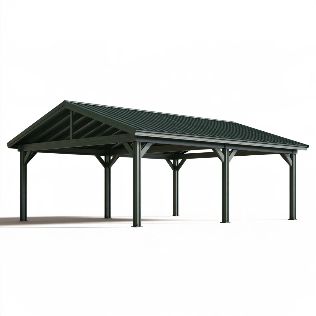 Carport 600 x 300 x 270 cm aus Stahl anthrazit mit Satteldach