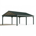 Carport 600 x 300 x 270 cm Stahl dunkelgrün mit Satteldach