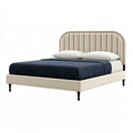 Polsterbett 160 x 200 cm Beige Holz Stoff - Doppelbett im modernen Stil