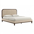 Polsterbett 160 x 200 cm Beige Textilbezug mit gepolstertem Kopfteil Modern