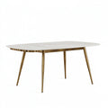 Esstisch 160 x 90 x 75 cm in Weiß Gold - Tischplatte in Marmoroptik mit Metallgestell