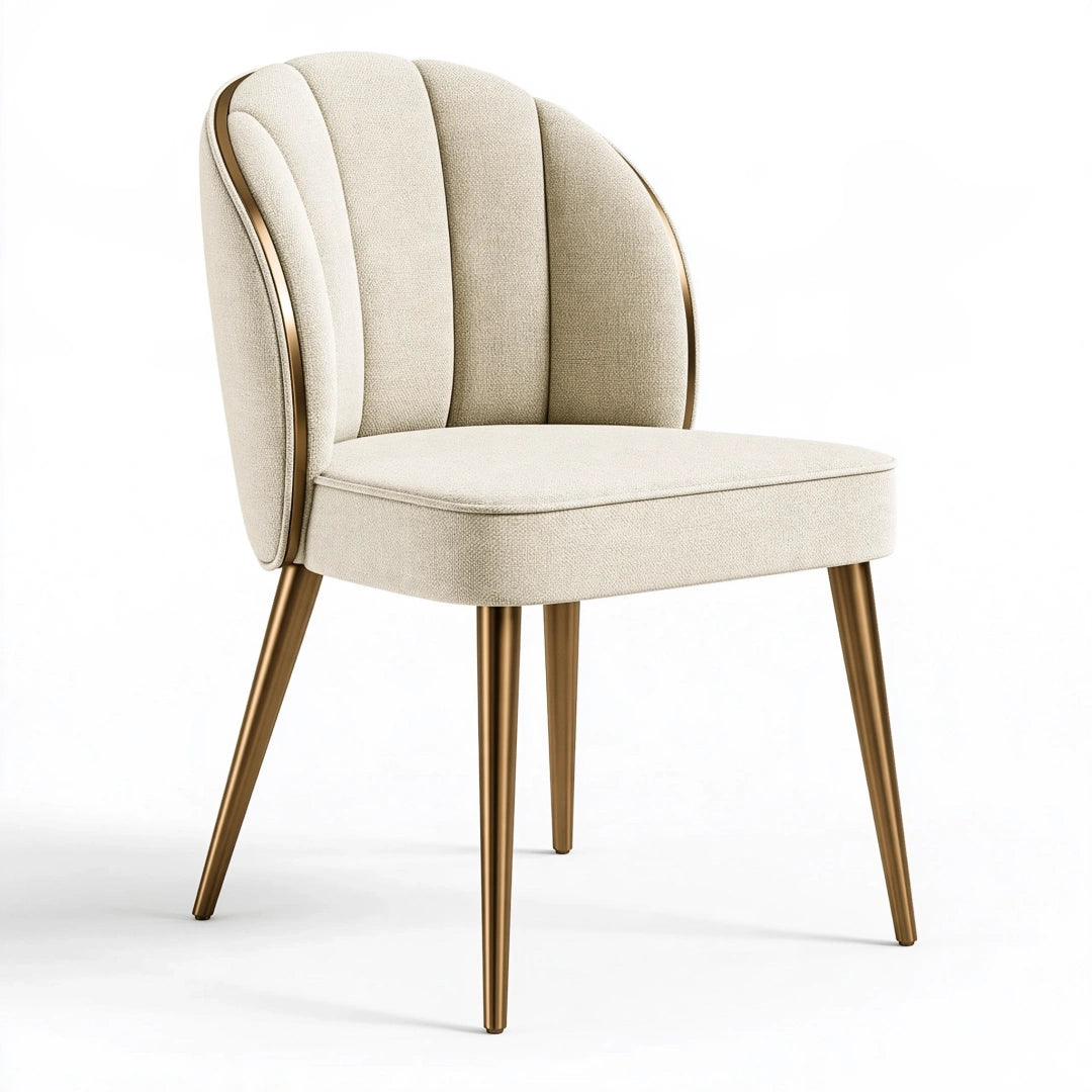 Polsterstuhl 55 x 60 x 85 cm aus Textil in Creme mit Metallbeinen im modernen Stil